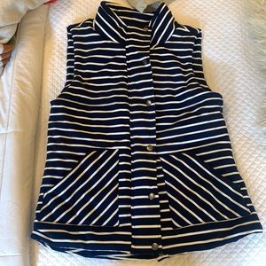 Local boutique quilted vest striped navy and white